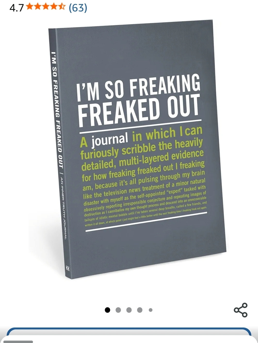 Knock Knock "I'm So Freaking Freaked Out" Gray and Lime Green Journal